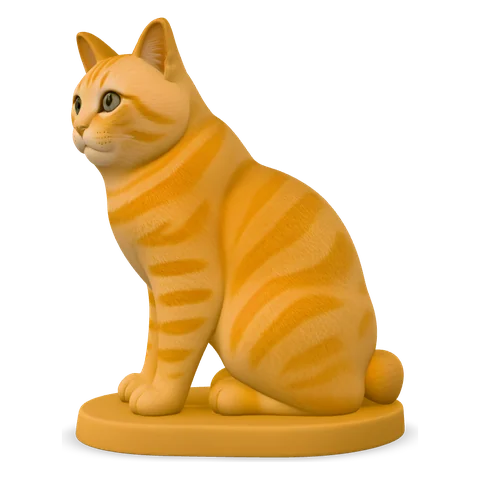 A figurine of an orange tabby cat sitting up